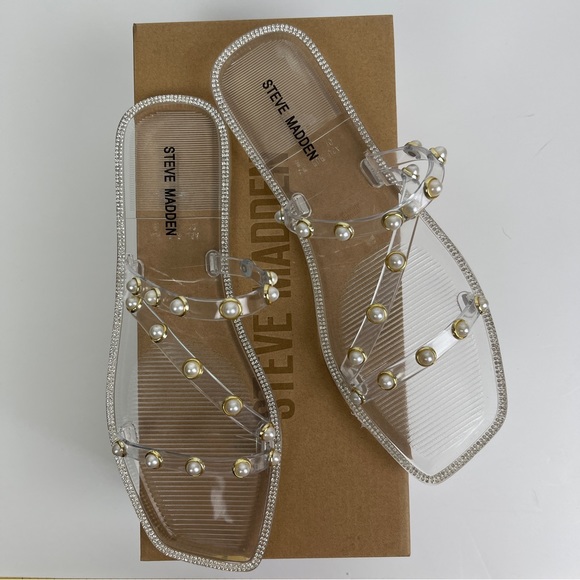 Steve Madden Shoes - Steve Madden Studded Pearl Embellished Flat Sandal Size 10
